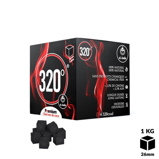 Węgle El-Badia 320° CUBES 26mm 1Kg